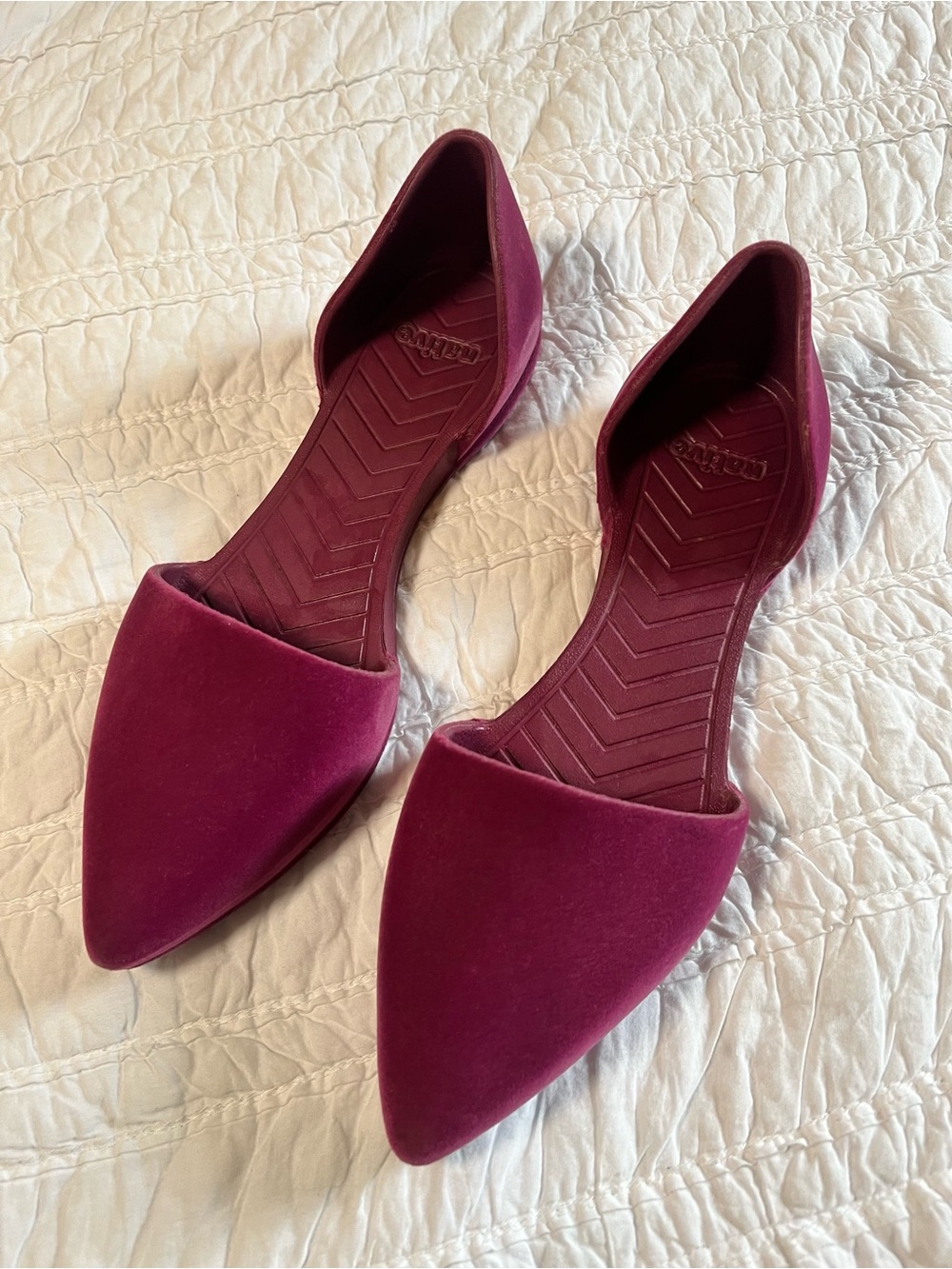 Native Shoes Audrey Velvet D'Orsay Flats - Berry/Hot Pink- Size 6